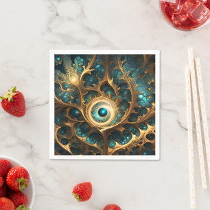 Gevoel van gezicht Blauwgroen en gouden fractal Ab Servet