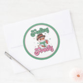 Gevoel van Vorst Retro Sneeuwman Ronde Sticker (Envelop)