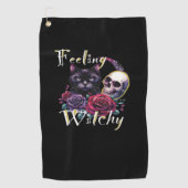 Gevoel Witchy Black Cat Classic T-shirt Golfhanddoek (Voorkant)