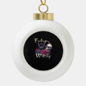 Gevoel Witchy Black Cat Classic T-shirt Keramische Bal Ornament (Voorkant)