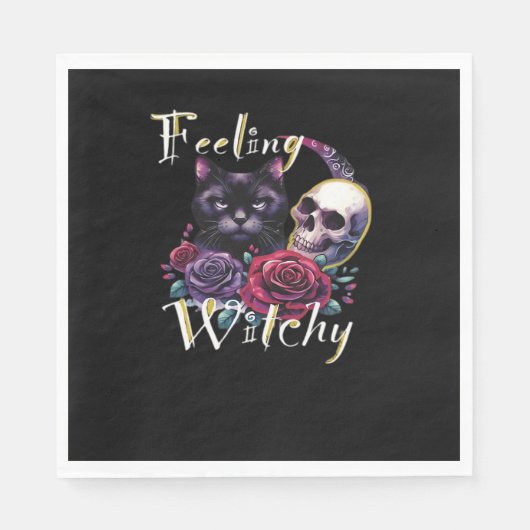 Gevoel Witchy Black Cat Classic T-shirt Servet (Voorkant)