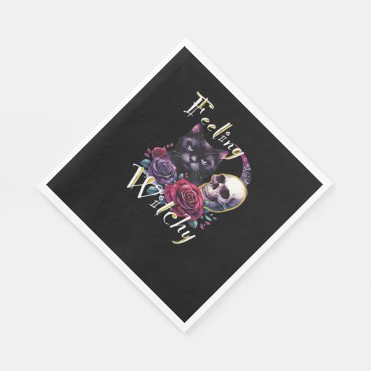 Gevoel Witchy Black Cat Classic T-shirt Servet (Hoek)