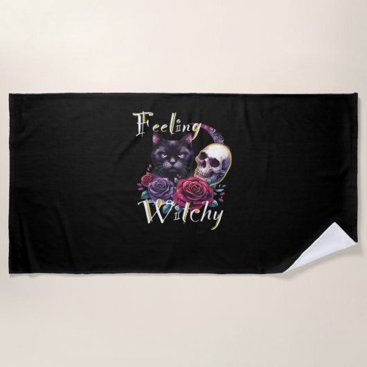 Gevoel Witchy Black Cat Classic T-shirt Strandlaken (Voorkant)