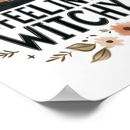 Gevoel Witchy Witch Pet Waterverf Halloween Poster (Hoek)