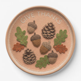 Gevoelde Appliqué Eikel Denneappel Thanksgiving Papieren Bordje