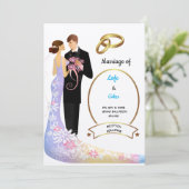 Gevoelde Ecru Papier Koppel en Ringen Huwelijk  Kaart (Staand voorkant)