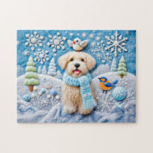 Gevoelde Hond in Besneeuwd Winterlandschap