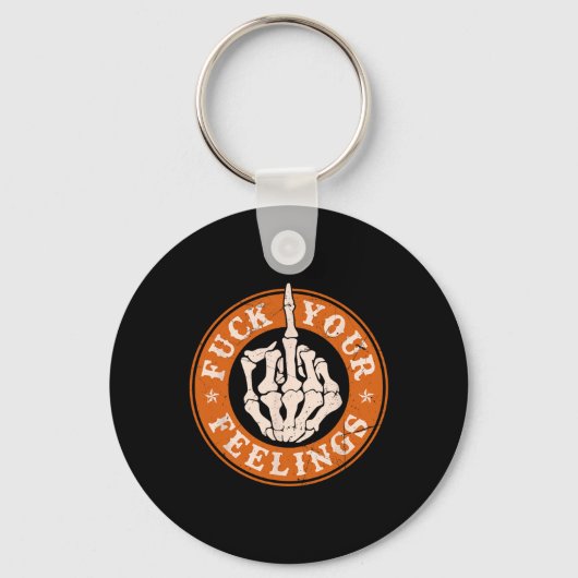 Gevoelens Halloween Skeleton Hand Middelvinger Sleutelhanger (Voorkant)