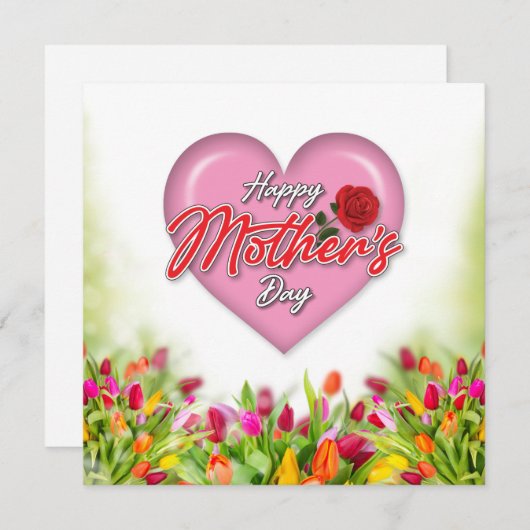 Gevoelig Elegant Moederdagontwerp Feestdagenkaart (Voorkant / Achterkant)