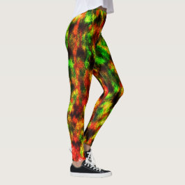 Gevoelig groen, geelachtig, roodachtig, vedereffec leggings