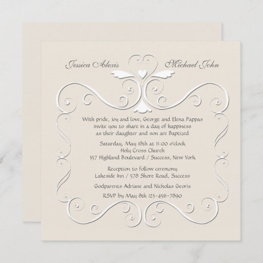 Gevoelig Hart Religieuze Uitnodiging Gepersonalise (Voorkant / Achterkant)