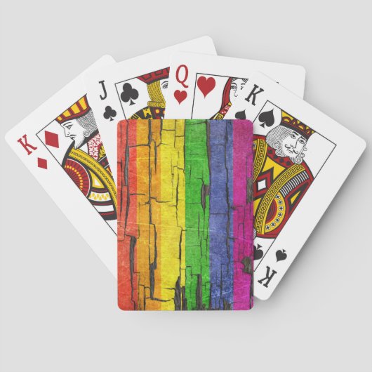 Gevoelig voor gekraakte regenboogpride Vlag met ge Pokerkaarten (Achterkant)