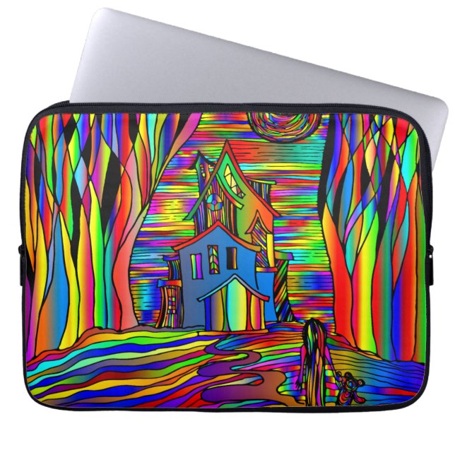 Gevoelige Abstracte, kleurrijke gordelglas Laptop Sleeve (Voorkant)