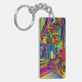 Gevoelige Abstracte, kleurrijke gordelglas Sleutelhanger (Voorkant Links)