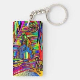 Gevoelige Abstracte, kleurrijke gordelglas Sleutelhanger