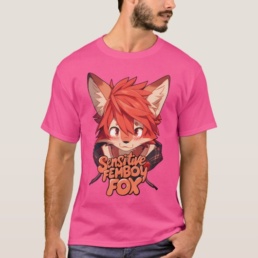Gevoelige Femboy Fox Furry Fandom Artiest Merch T-shirt (Voorkant)