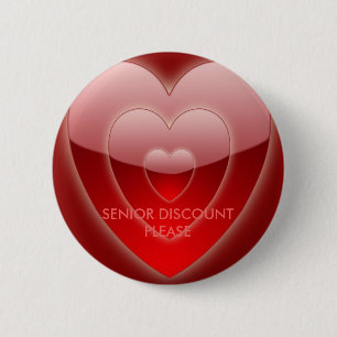 GEVOELIGE KORTING - RODE HEART-SPELD RONDE BUTTON 5,7 CM
