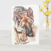 "Gevoelvolle " Duitse herder Kaart (Gele Bloem)