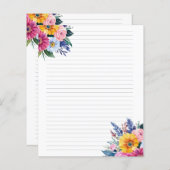 gevoerd gemengd bloemboeket briefpapier vel (Voorkant / Achterkant)