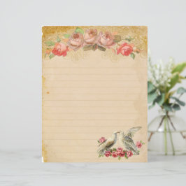  gevoerd papier Rozen en twee duiven