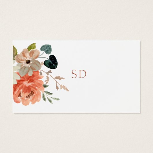 Gevoerde bloemenbruiloft Dank u Nota Behuizing Kaa Visitekaartje (Achterkant)