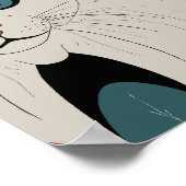 Gevoerde Kat met kleurrijke bloemen Poster (Hoek)