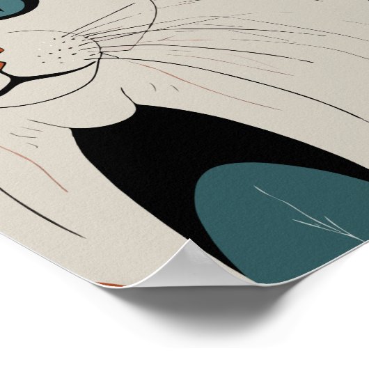 Gevoerde Kat met kleurrijke bloemen Poster (Hoek)