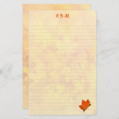 Gevoerde monogram herfst laat persoonlijk schrijve briefpapier (Voorkant / Achterkant)