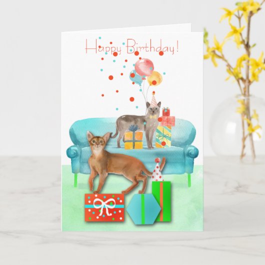 Gevogelte met Petten en cadeautjes op zaterdag Kaart (Gele Bloem)