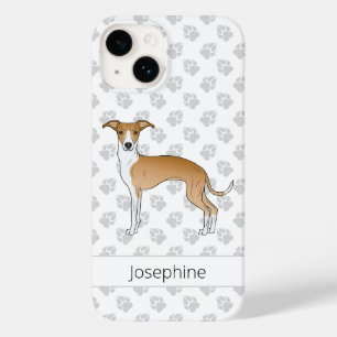 Gevonde en witte Italiaanse Greyhound met aangepas Case-Mate iPhone 14 Hoesje