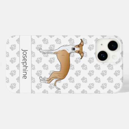 Gevonde en witte Italiaanse Greyhound met aangepas Case-Mate iPhone Case (Achterkant (horizontaal))