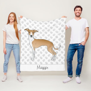 Gevonde en witte Italiaanse Greyhound met aangepas Fleece Deken