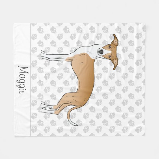 Gevonde en witte Italiaanse Greyhound met aangepas Fleece Deken (Voorkant (Horizontaal))