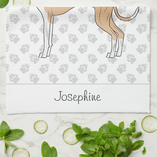 Gevonde en witte Italiaanse Greyhound met aangepas Theedoek (Gevouwen)