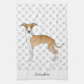 Gevonde en witte Italiaanse Greyhound met aangepas Theedoek (Verticaal)