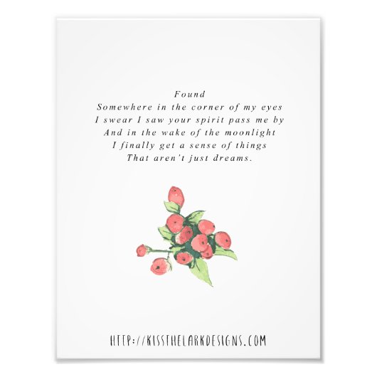Gevonden - afdrukbaar voor 8,5 x 11 poëzie foto afdruk (Voorkant)
