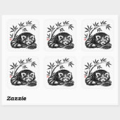 GEVONDEN • StillWood • Rode Panda Vierkante Sticker (Vel)