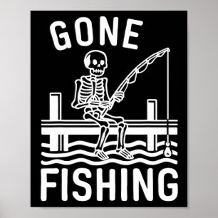 Gevonden vissend skelet Funny Halloween vissen Poster