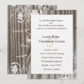 Gevorderde Houten Shabby Kant Bruiloft Uitnodiging (Voorkant / Achterkant)