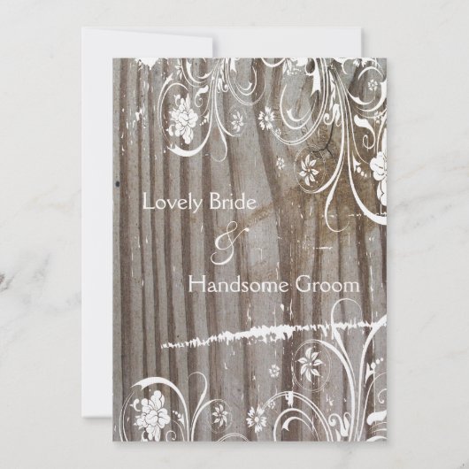 Gevorderde Houten Shabby Kant Bruiloft Uitnodiging (Achterkant)