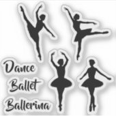 Gevormd Ballet Dancer Thema Contour Cut Vinyl Sticker (Voorkant)
