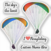 Gevormd paraglider thema contour gesneden vinyl sticker (Voorkant)