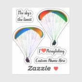 Gevormd paraglider thema contour gesneden vinyl sticker (Vel)