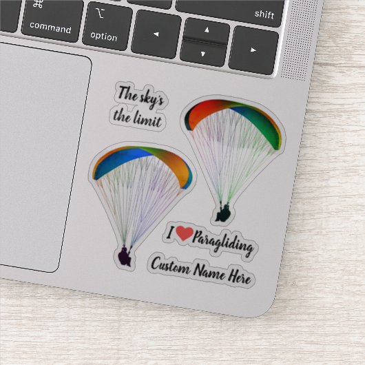 Gevormd paraglider thema contour gesneden vinyl sticker (Detail)