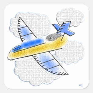 Gevormd vliegtuig in de lucht vierkante sticker