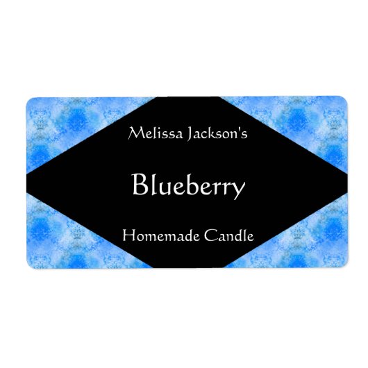 Gevormde blauwe zeep of kaarsetiket etiket (Voorkant)