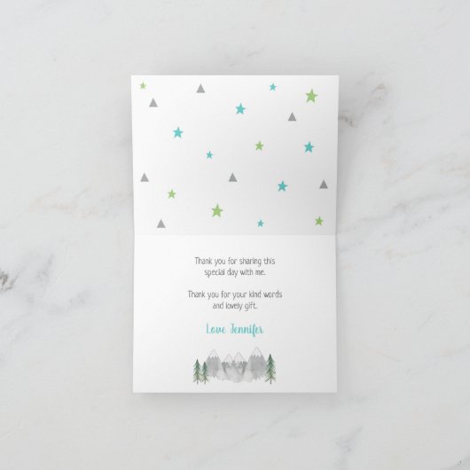 Gevouwen avontuur Hartelijk dank dat de gebergten Bedankkaart (Binnen)