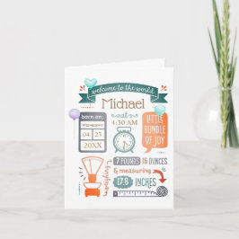 Gevouwen Baby-stats Aankondiging Kaart