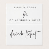 Gevouwen Bar Gratis Drink Ticket Wedding Kaart Tok Visitekaartje (Buitenkant ongevouwen)