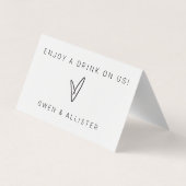 Gevouwen Bar Gratis Drink Ticket Wedding Kaart Tok Visitekaartje (Achterkant)